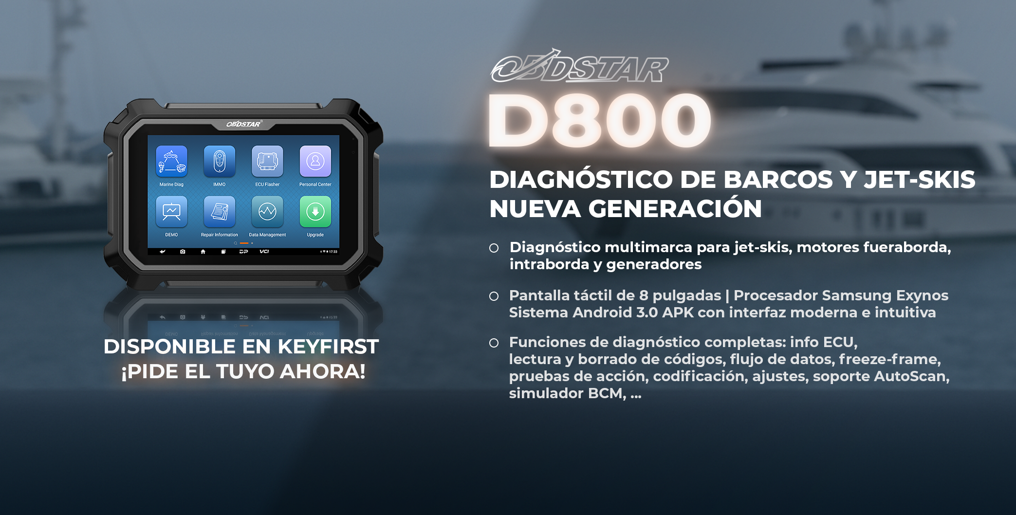 OBDSTAR D800 A+B – Escáner marino de diagnóstico completo para moto acuática / fueraborda – Programación de llaves y reprogramac